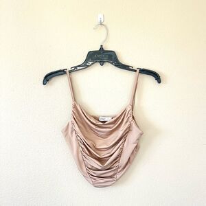 Tan/Champagne Cowl Neck Crop Top
